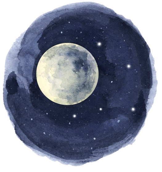 Night Sky with Full Moon Illustration